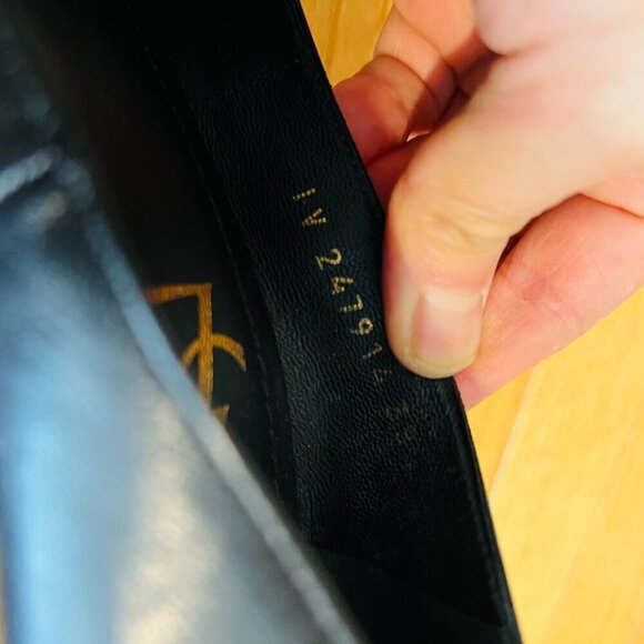 Saint Laurent YSL Black Calfskin Janis Stiletto Heel Platform Pumps 38.5 - Picture 10 of 16